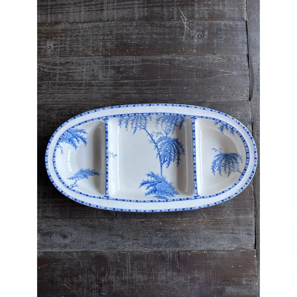 Pottery Barn Sophia Chinoiserie Blue White Divided Serving Platter 15 Inch Tray‎